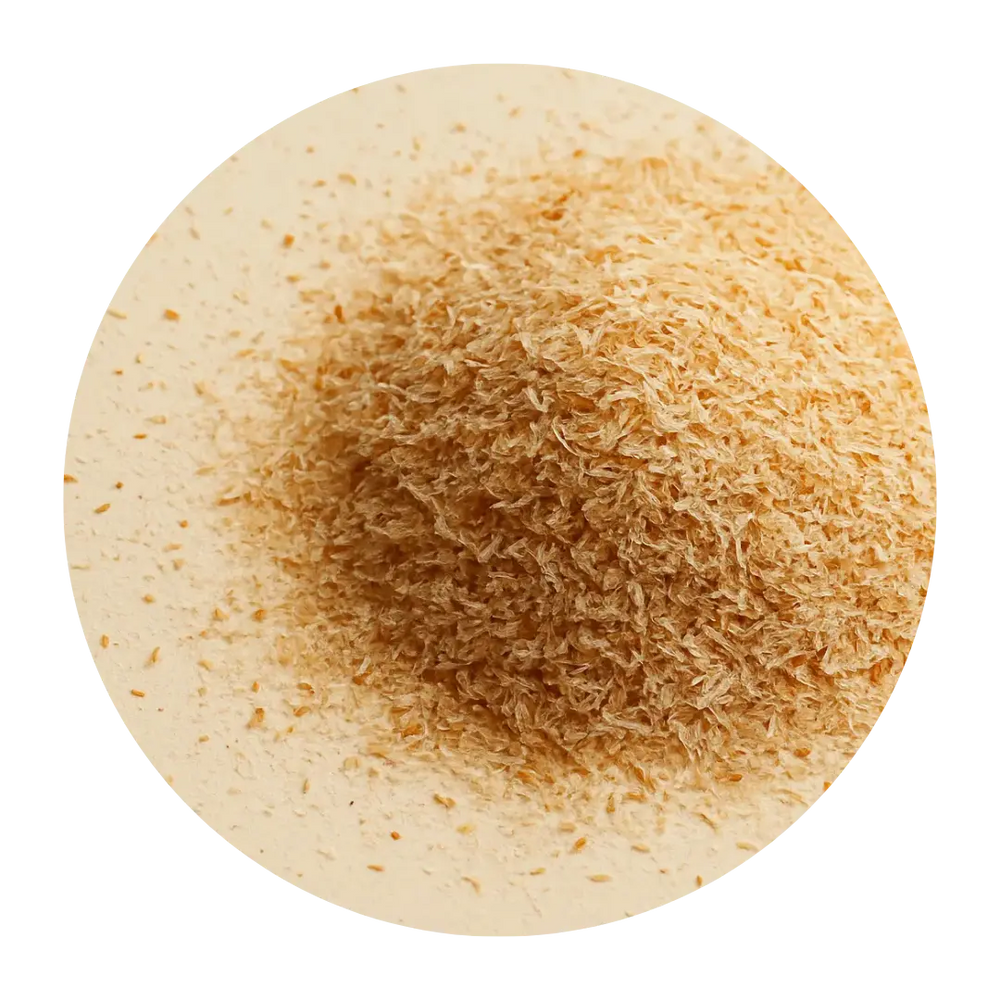 Nærbilde av fiberflak som illustrerer ingrediensen vannløselig fiber